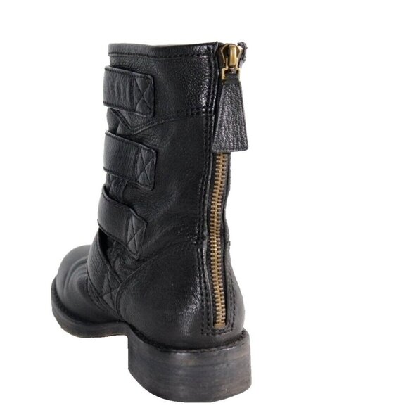 Marc By Marc Jacobs Women's Size 35 Black Mid-Calf Biker Boot Multi-Buckle Zip - Picture 8 of 10